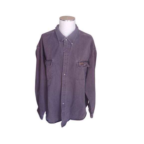 Dark brown carhartt 3 XXL tall long sleeve button front casual work wear - Picture 1 of 3